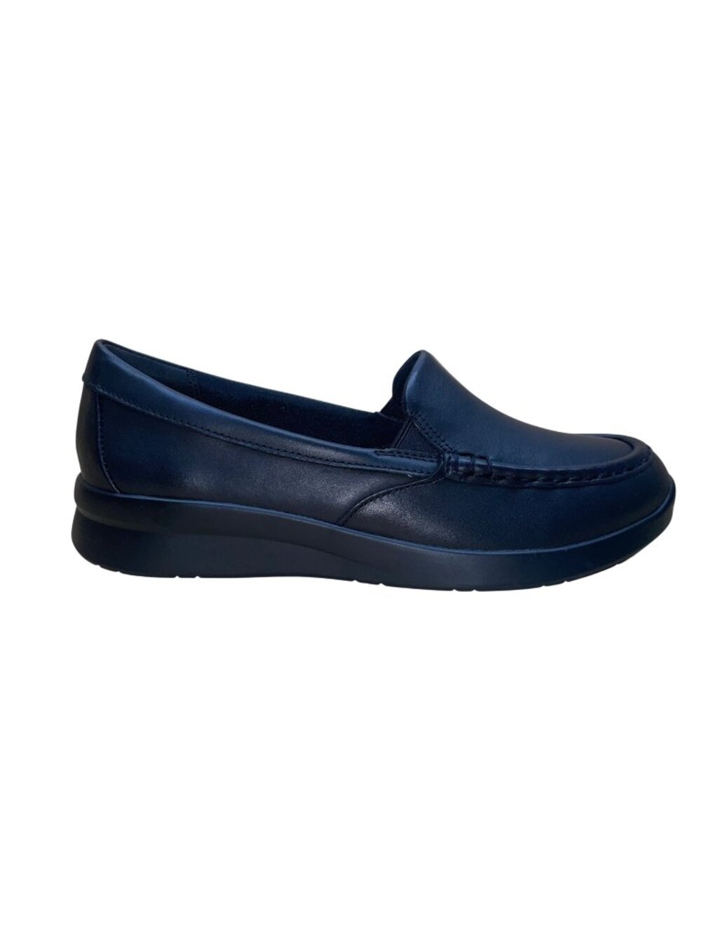 Clarks Women’s Black Leather Wide Fit Cushioned Ellowyn Lux Loafers Size 7.5